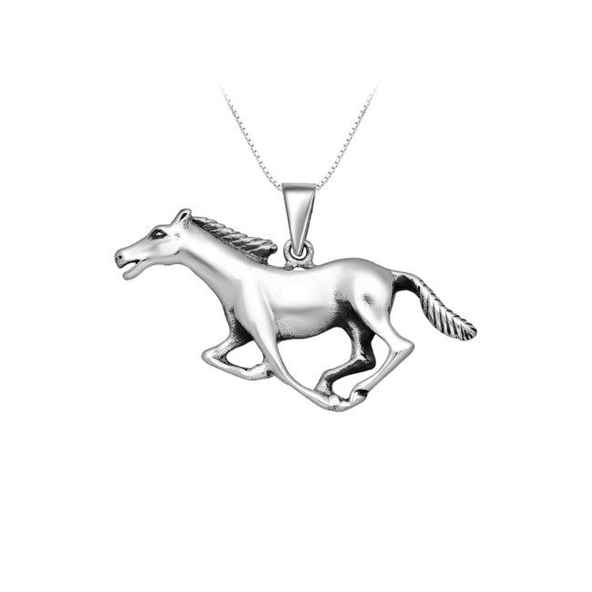 Galloping Horse Sterling Silver Pendant