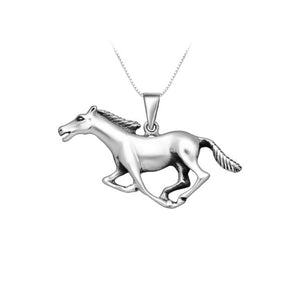 Galloping Horse Sterling Silver Pendant