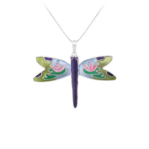 Dragonfly Sterling Silver plated Pendant with Enamels