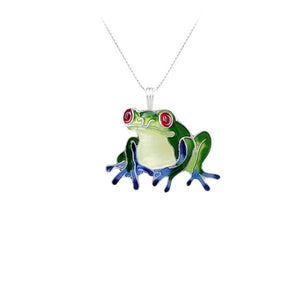 Frog Sterling Silver plated Pendant with Enamels