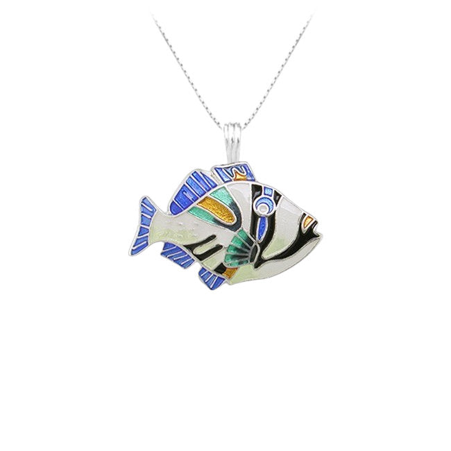 Triggerfish Sterling Silver plated Pendant with Enamels
