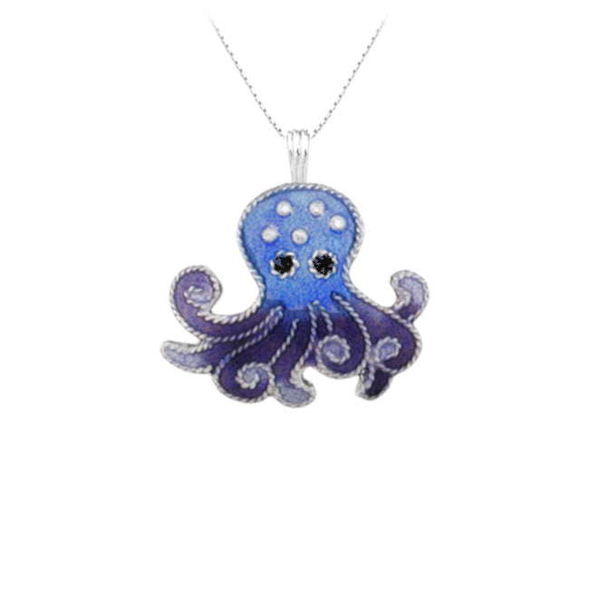 Octopus Sterling Silver plated Pendant with Enamels