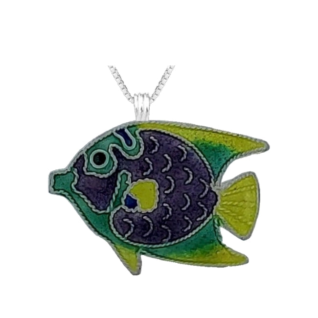 Angelfish Sterling Silver Pendant with Enamels