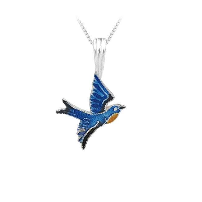 Bluebird Sterling Silver plated Pendant with Enamels