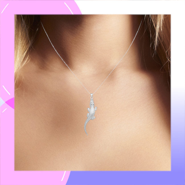 Crocodile Sterling Silver Pendant modelled