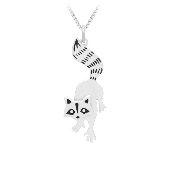 Raccoon Sterling Silver Charm Pendant