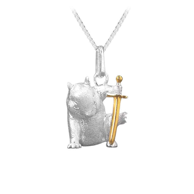 Squirrel Sterling Silver and Gold plated Sword Pendant