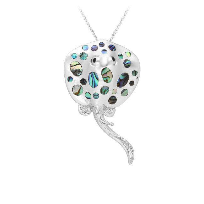 Stingray Sterling Silver Pendant with Abalone shell inlays