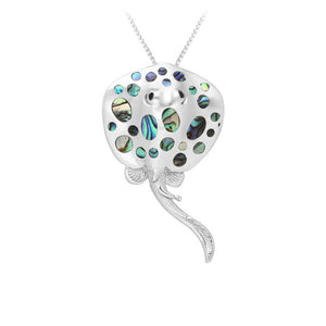Stingray Sterling Silver Pendant with Abalone shell inlays