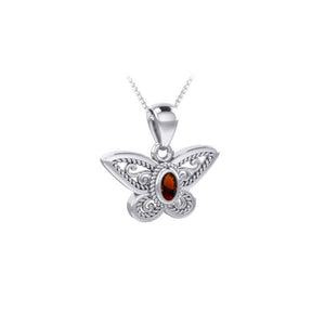 Butterfly Beauty Sterling Silver Pendant with Garnet