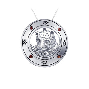 Jaguar Sterling Silver Pendant with Garnet