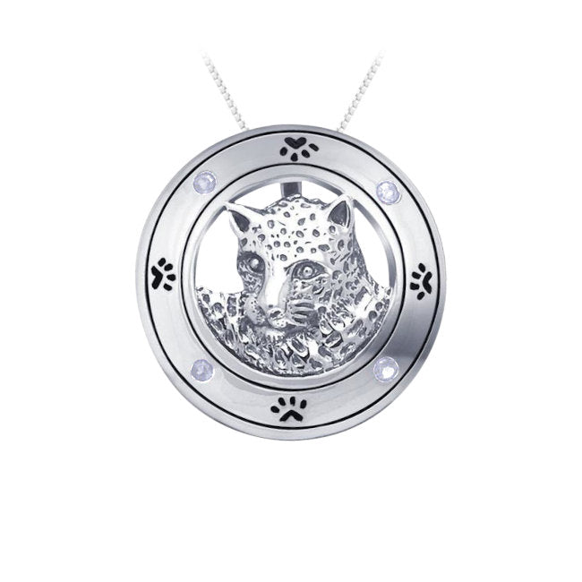 Jaguar Sterling Silver Pendant with Rainbow Moonstone