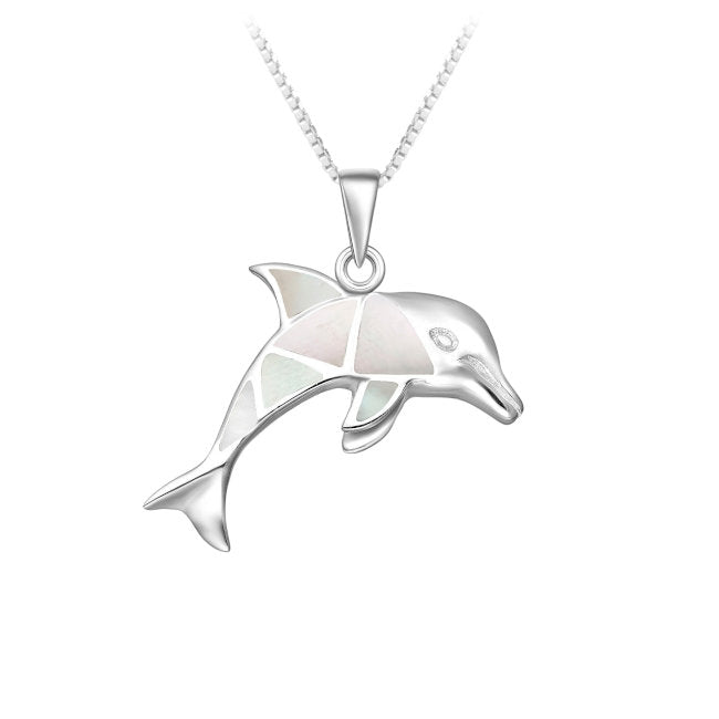 Dolphin Sterling Silver Pendant with Mother of Pearl inlay