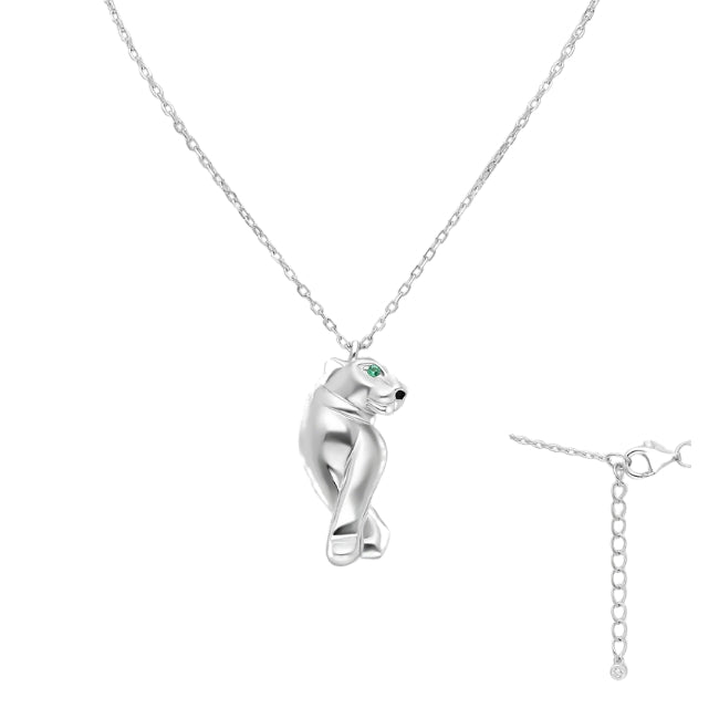 Tiger Sterling Silver Necklace with Cubic Zirconia