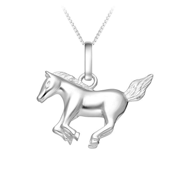 Galloping Horse Sterling Silver Pendant