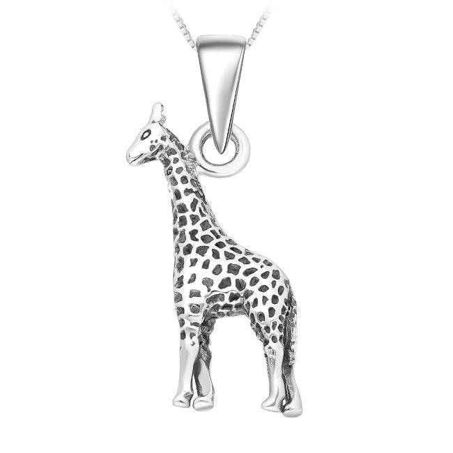 Giraffe Sterling Silver Pendant with Oxidised accents