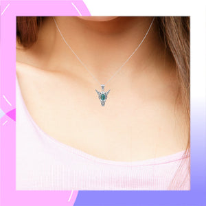 Bull Head Sterling Silver Pendant with Turquoise modelled