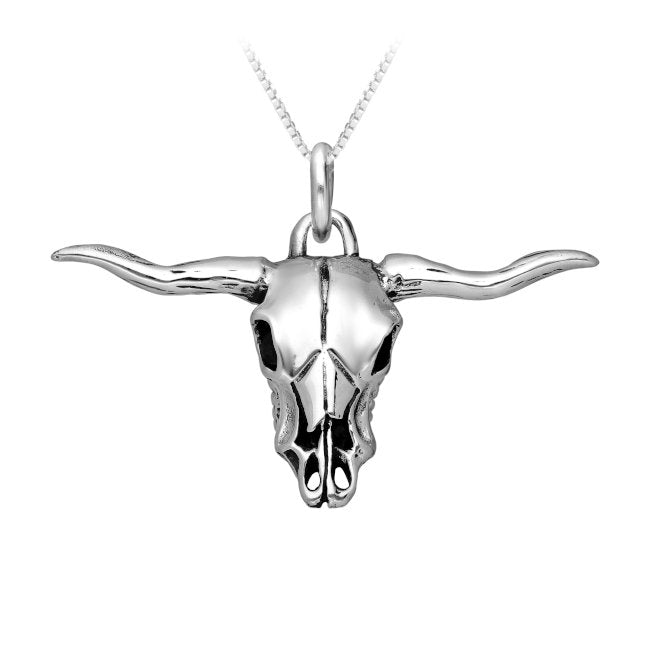 Bull Head Sterling Silver Pendant with Oxidised accents