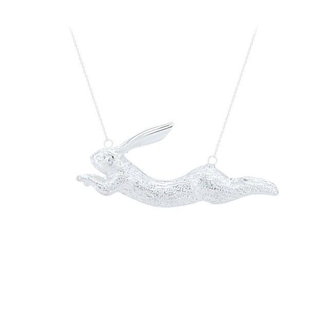 Rabbit Running Sterling Silver Necklace