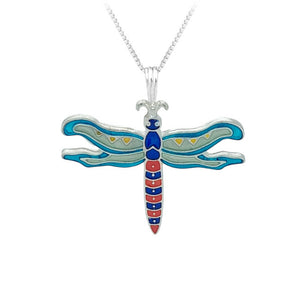 Dragonfly Calypso Sterling Silver plated Pendant with hand-painted Enamels