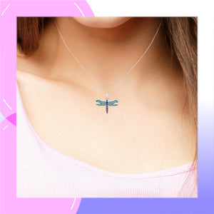 Dragonfly Calypso Sterling Silver plated Pendant with hand-painted Enamels modelled