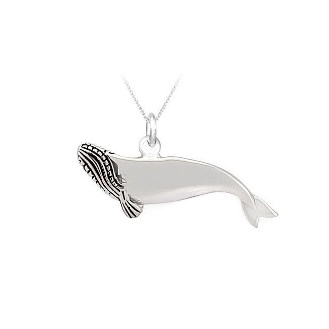 Blue Whale Sterling Silver Pendant with Oxidised Accents