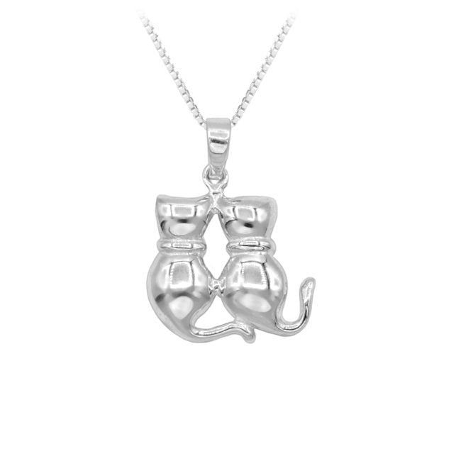Cats Together Sterling Silver Pendant