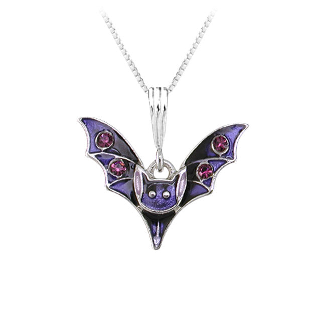 Bat Sterling Silver plated Pendant with Enamels & Crystals