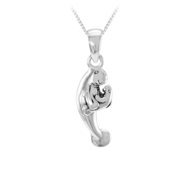 Dugong Mother & Calf Sterling Silver Pendant