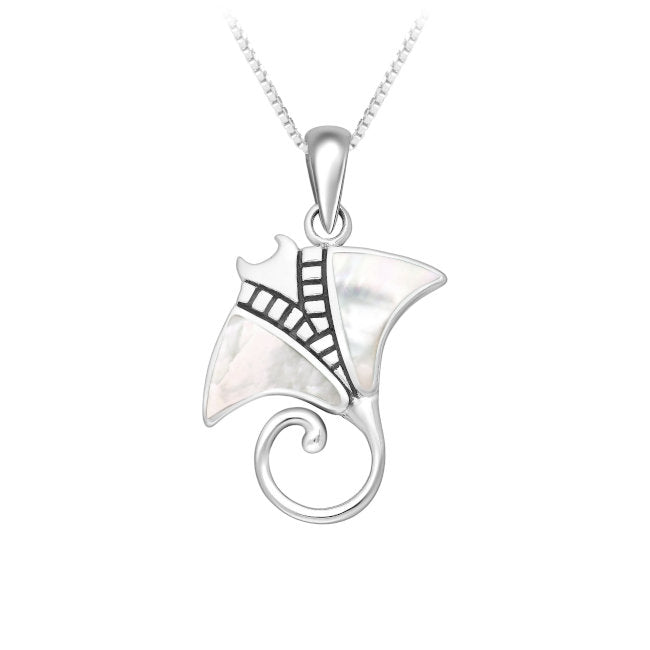 Manta Ray Sterling Silver Pendant with Mother of Pearl