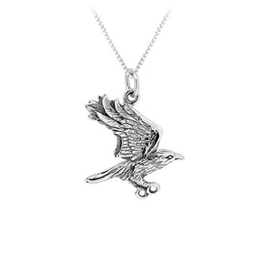 Raven in Flight Sterling Silver Pendant