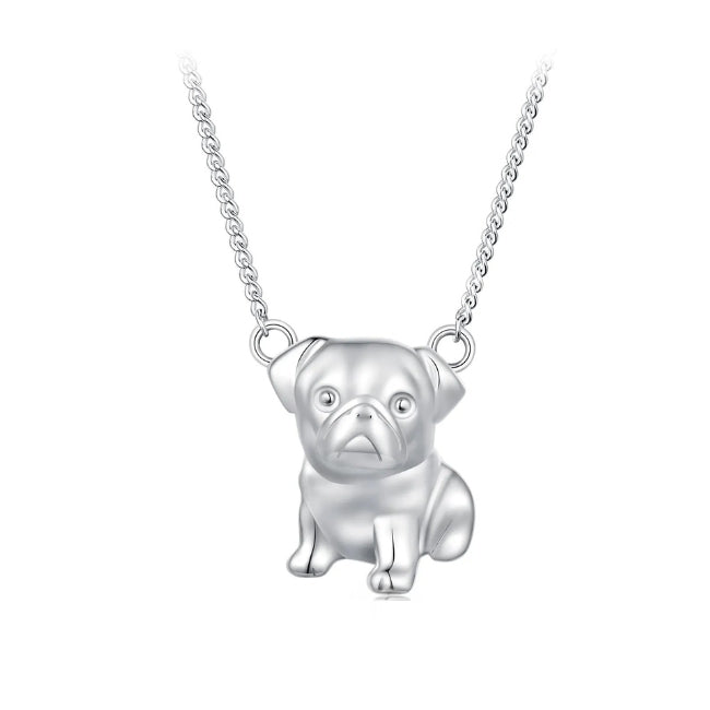 Pug Dog Sterling Silver Necklace