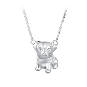 Pug Dog Sterling Silver Necklace