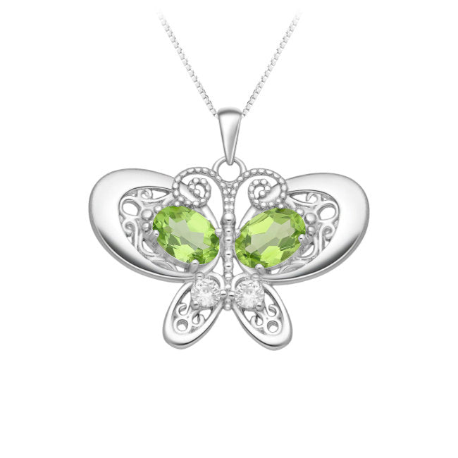 Butterfly Sterling Silver Pendant with Peridot