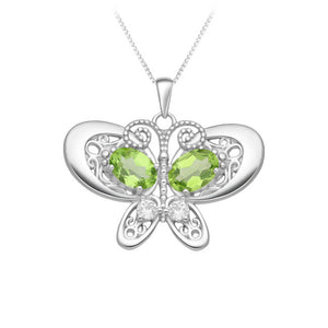 Butterfly Sterling Silver Pendant with Peridot