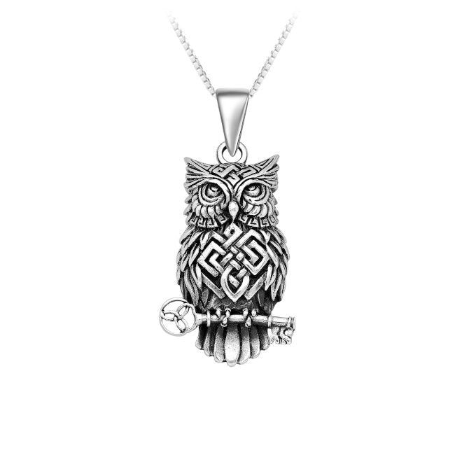 Owl Celtic Knotwork Sterling Silver Pendant