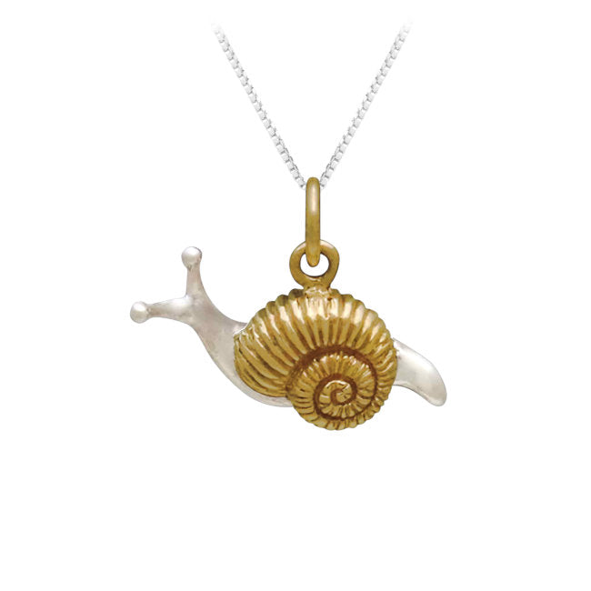 Snail Sterling Silver & Bronze Pendant