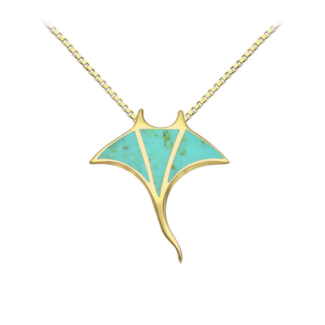 Manta Ray Turquoise & 18kt Gold Vermeil Pendant