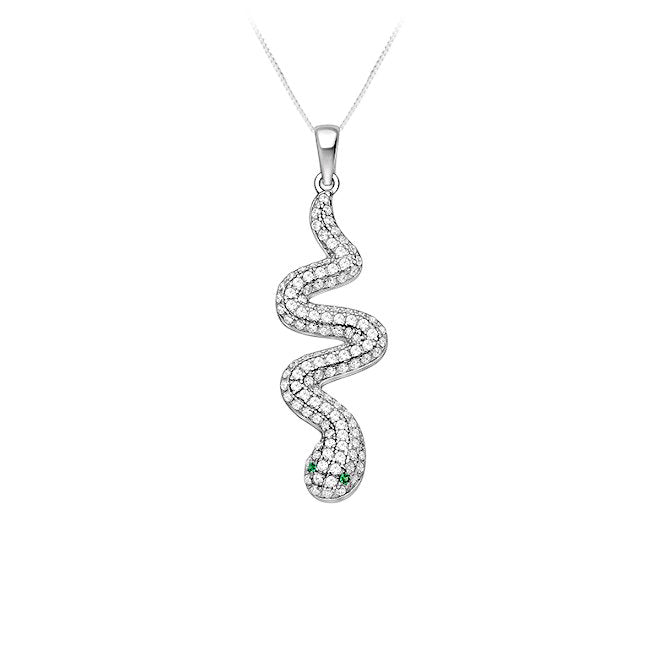 Snake Sterling Silver Cubic Zirconia Pendant
