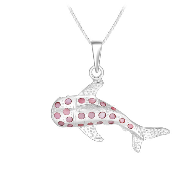 Whale Shark Sterling Silver and Pink dyed Mother of Pearl Pendant