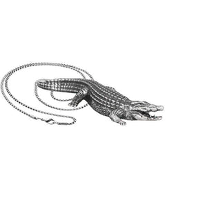 Alligator Sterling Silver Pendant side-on view