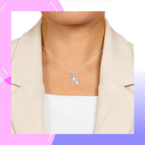 Labrador Retriever Dog Sterling Silver Pendant presented as worn by a model