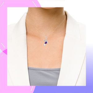 Sterling Silver Hummingbird and Amethyst Pendant modelled