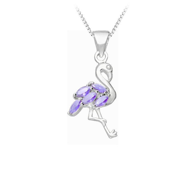 Flamingo Sterling Silver with Mauve Cubic Zirconia Pendant
