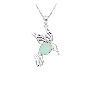 Hummingbird Sterling Silver with Chalcedony Pendant