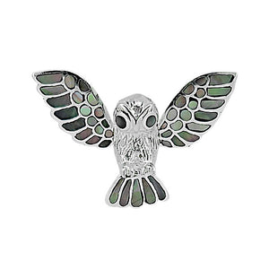Owl Sterling Silver with Mother of Pearl Pendant Brooch combo