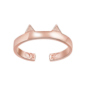 Cat Ears Sterling Silver adjustable Ring with Rose Gold
