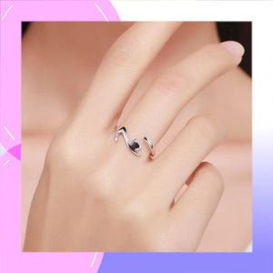Cat Stretching Sterling Silver adjustable Ring modelled