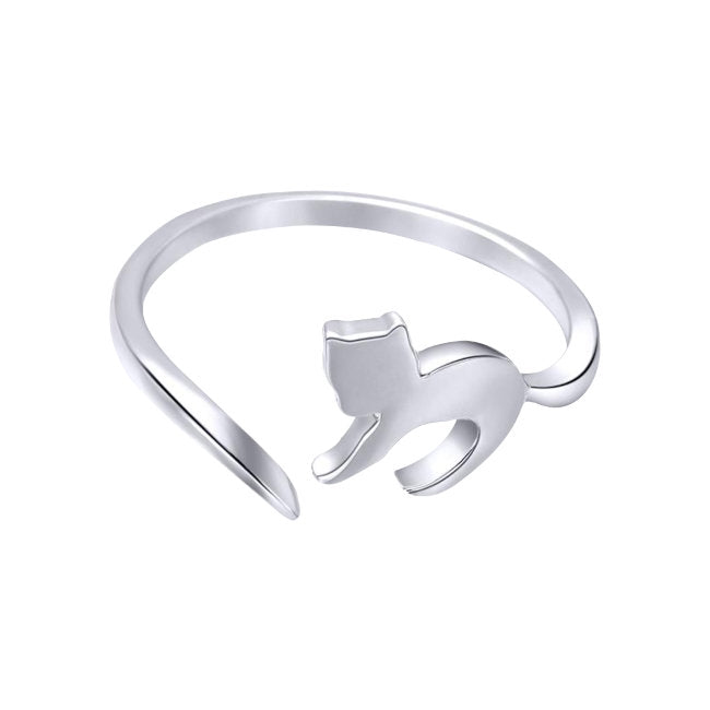 Cat Sterling Silver adjustable Ring