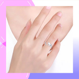 Cat Sterling Silver adjustable Ring modelled